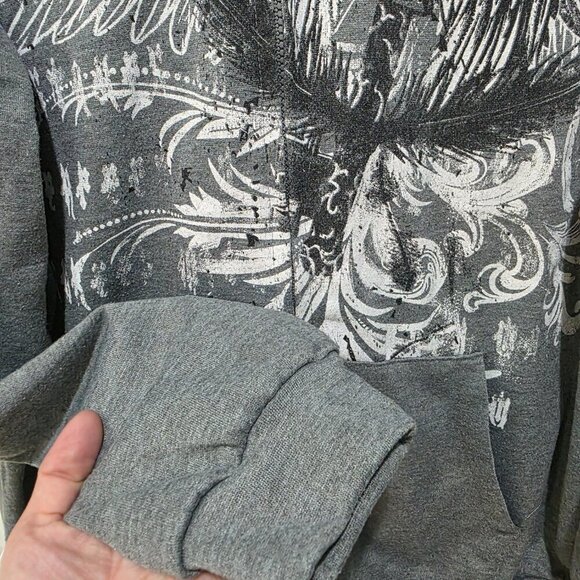 Romwe Grey Zip Up Hoodie with Graphic Print – Women’s Medium - Picture 6 of 10